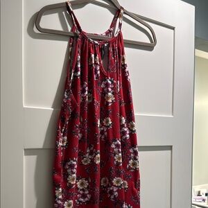 Floral Red Sleeveless Top sz l